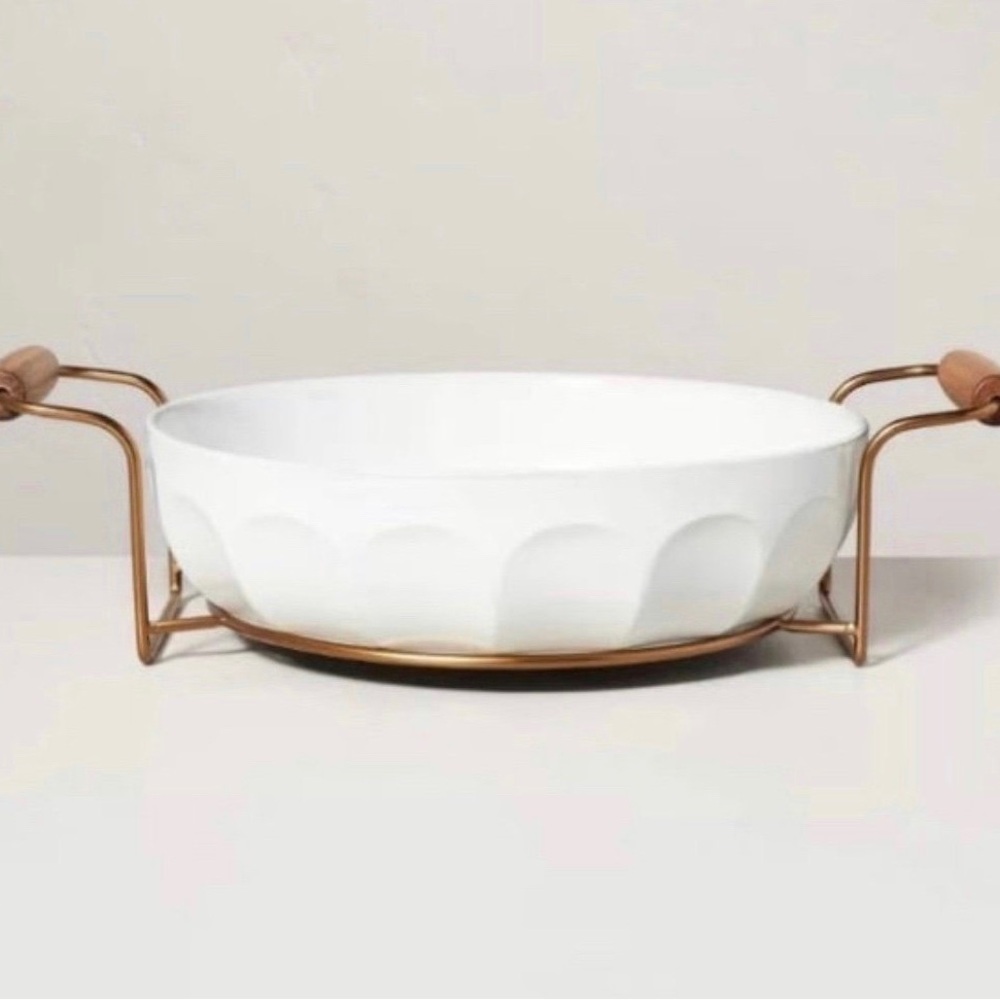 3qt Fluted Round Stoneware Baking Dish Cream - Hearth & Hand with Magnolia